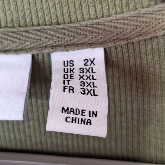 Denim & Co. Essentials Long Sleeve Button Front Rib Cardigan Size 2X Olive Green - Picture 8 of 10